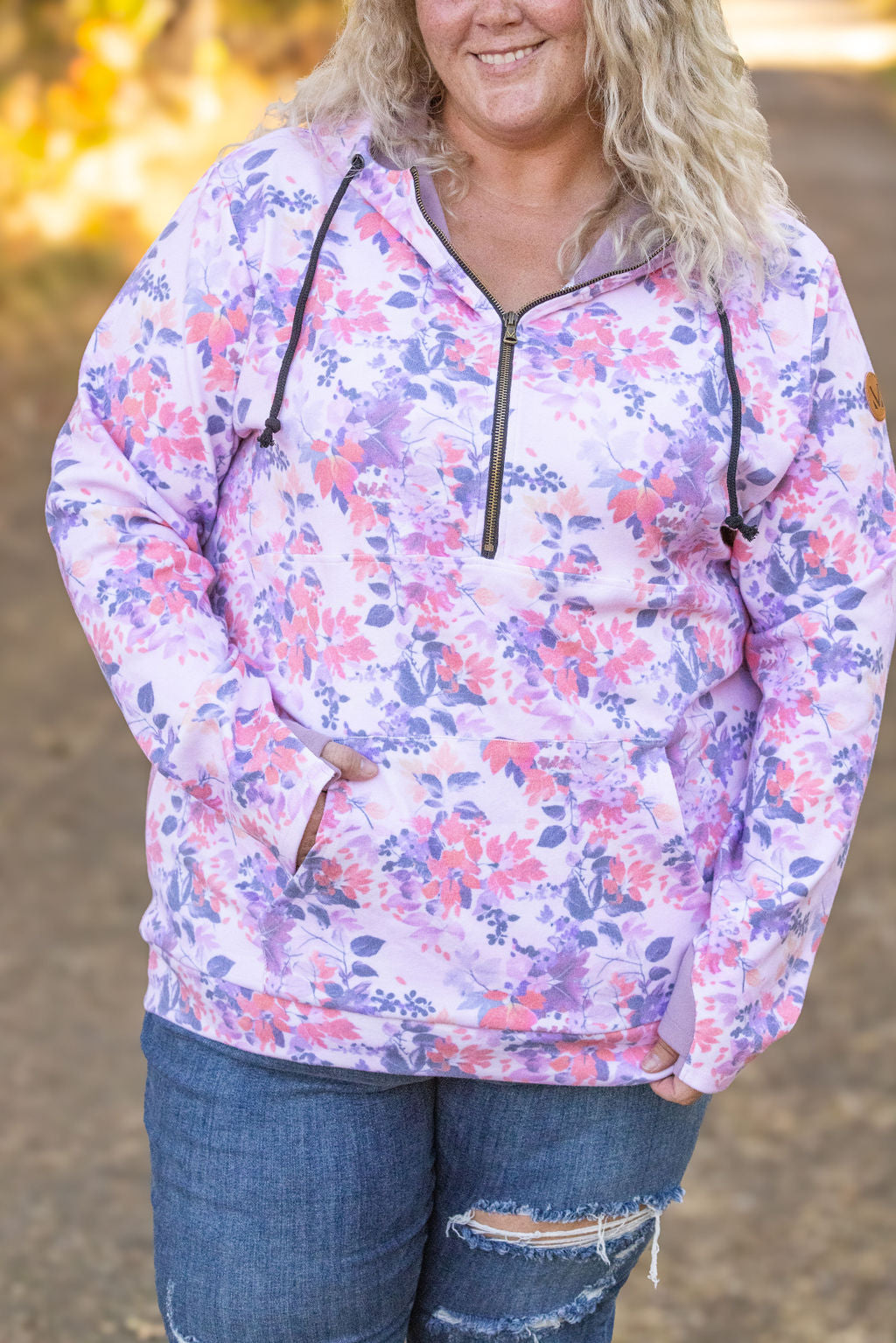 HalfZip Hoodie - Floral Leaves