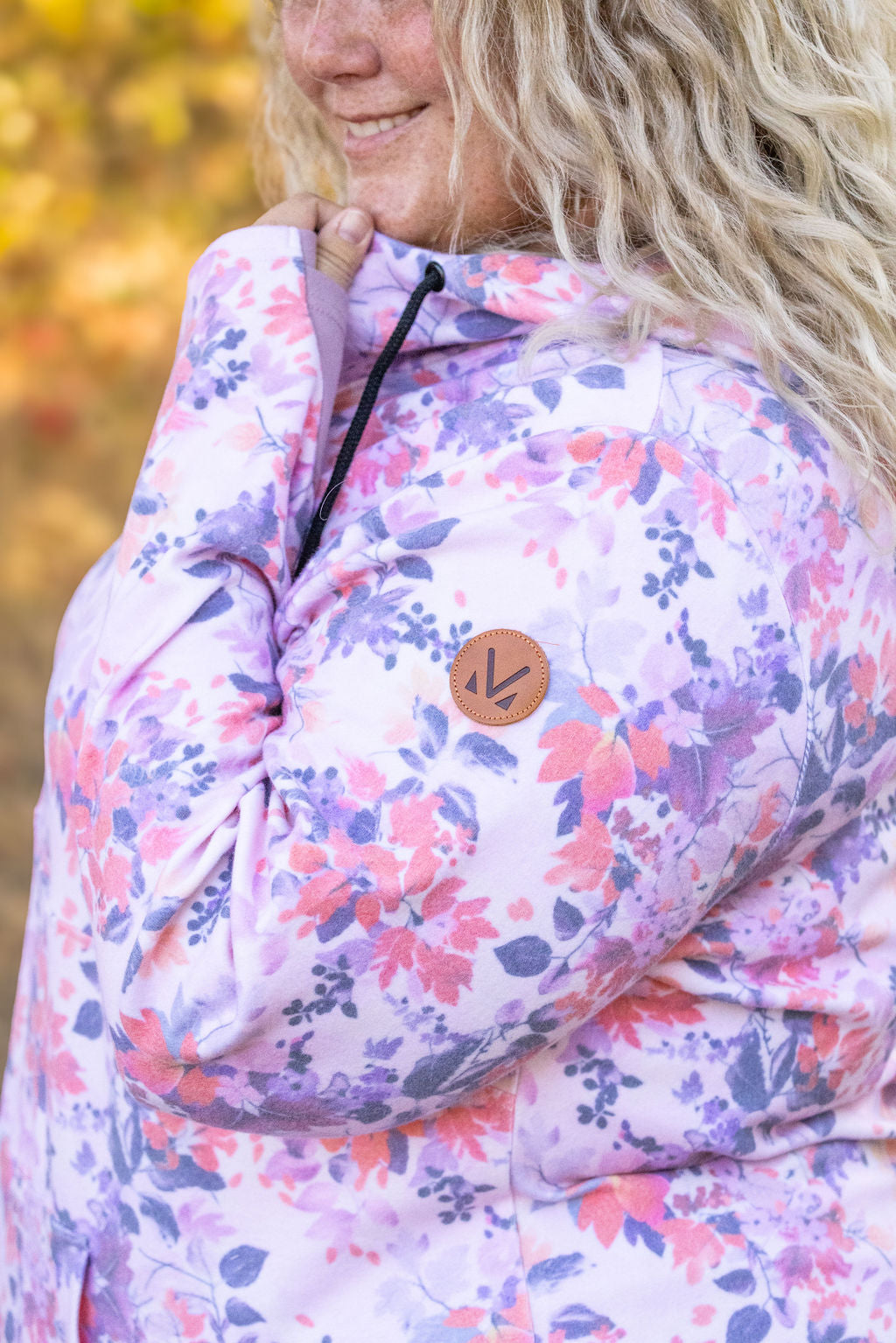 HalfZip Hoodie - Floral Leaves