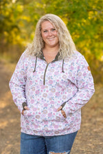 Load image into Gallery viewer, HalfZip Hoodie - Boho Fall Floral and Olive
