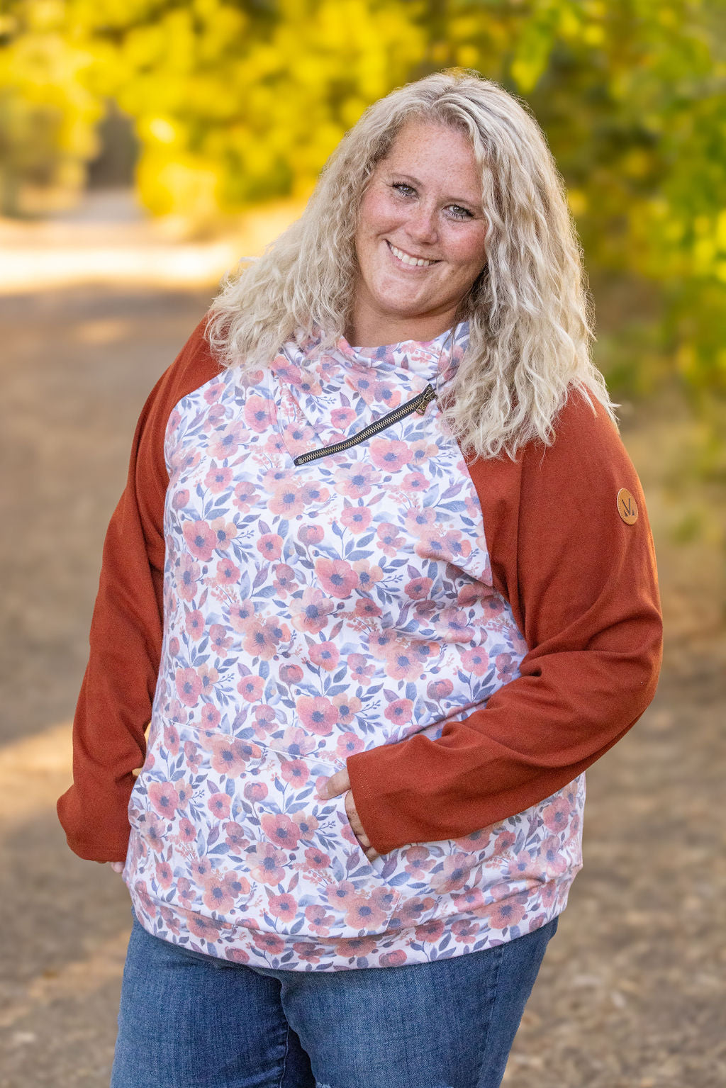 Zoey ZipCowl - Fall Floral and Rust