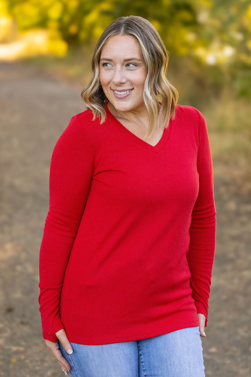 Leah Long Sleeve Top - Red