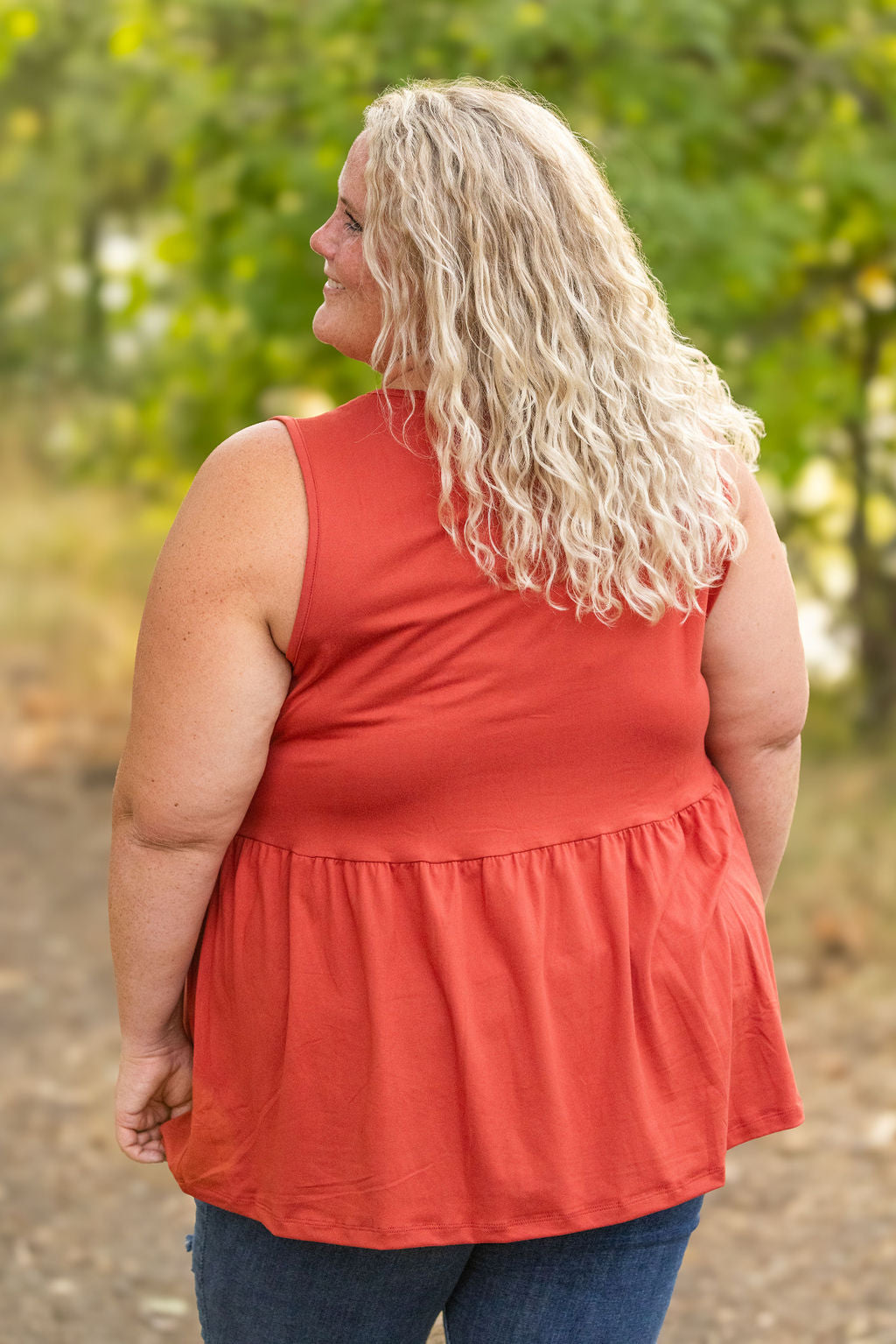 Renee Ruffle Tank - Brick