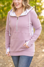 Load image into Gallery viewer, HalfZip Hoodie - Mauve and White Geometric
