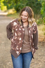 Load image into Gallery viewer, Ramona Ribbed Floral Zip Up - Brown
