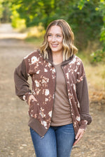 Load image into Gallery viewer, Ramona Ribbed Floral Zip Up - Brown
