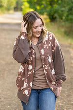 Load image into Gallery viewer, Ramona Ribbed Floral Zip Up - Brown
