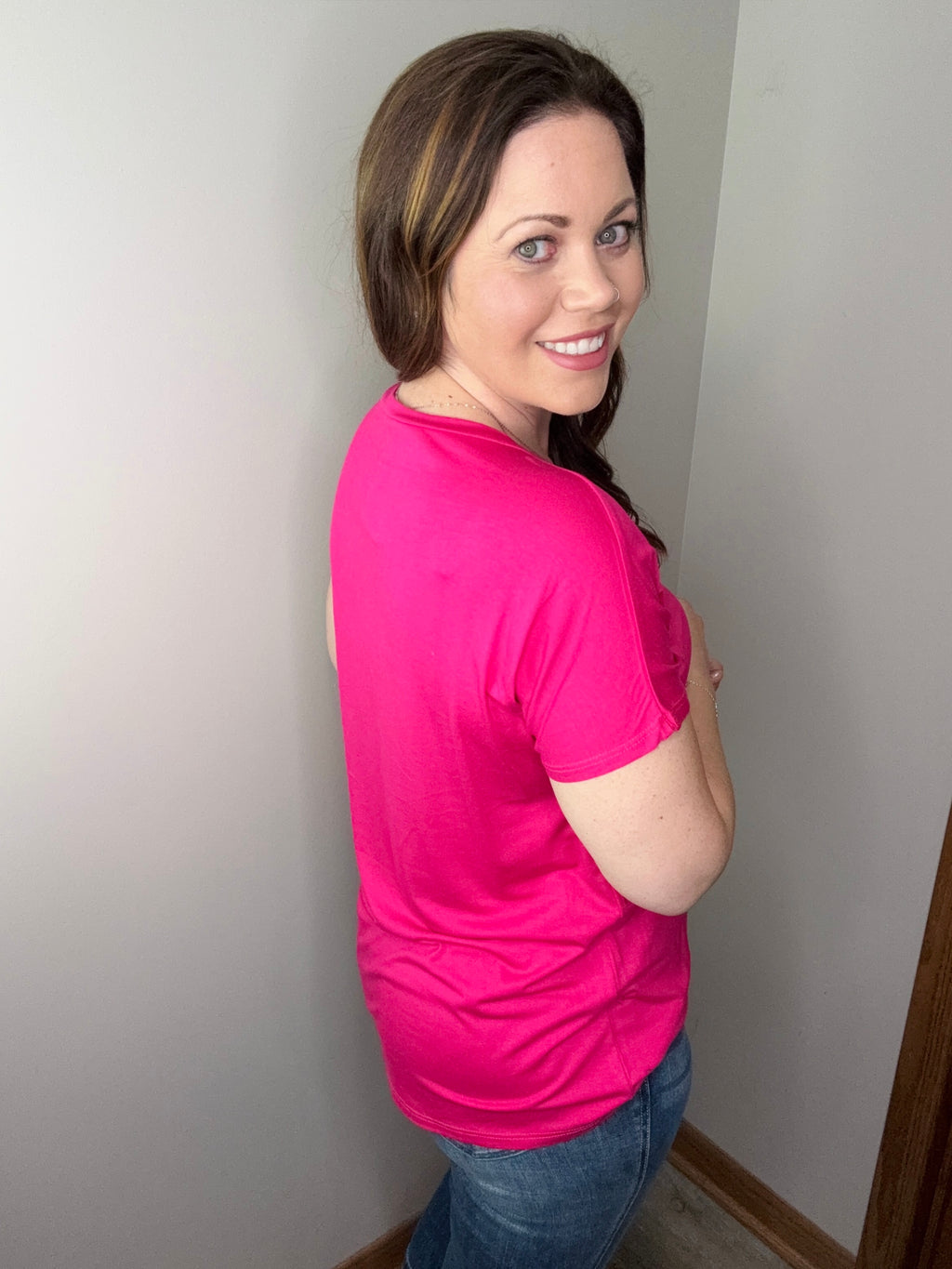 The Easy Pocket Tee In Fuchsia FINAL SALE