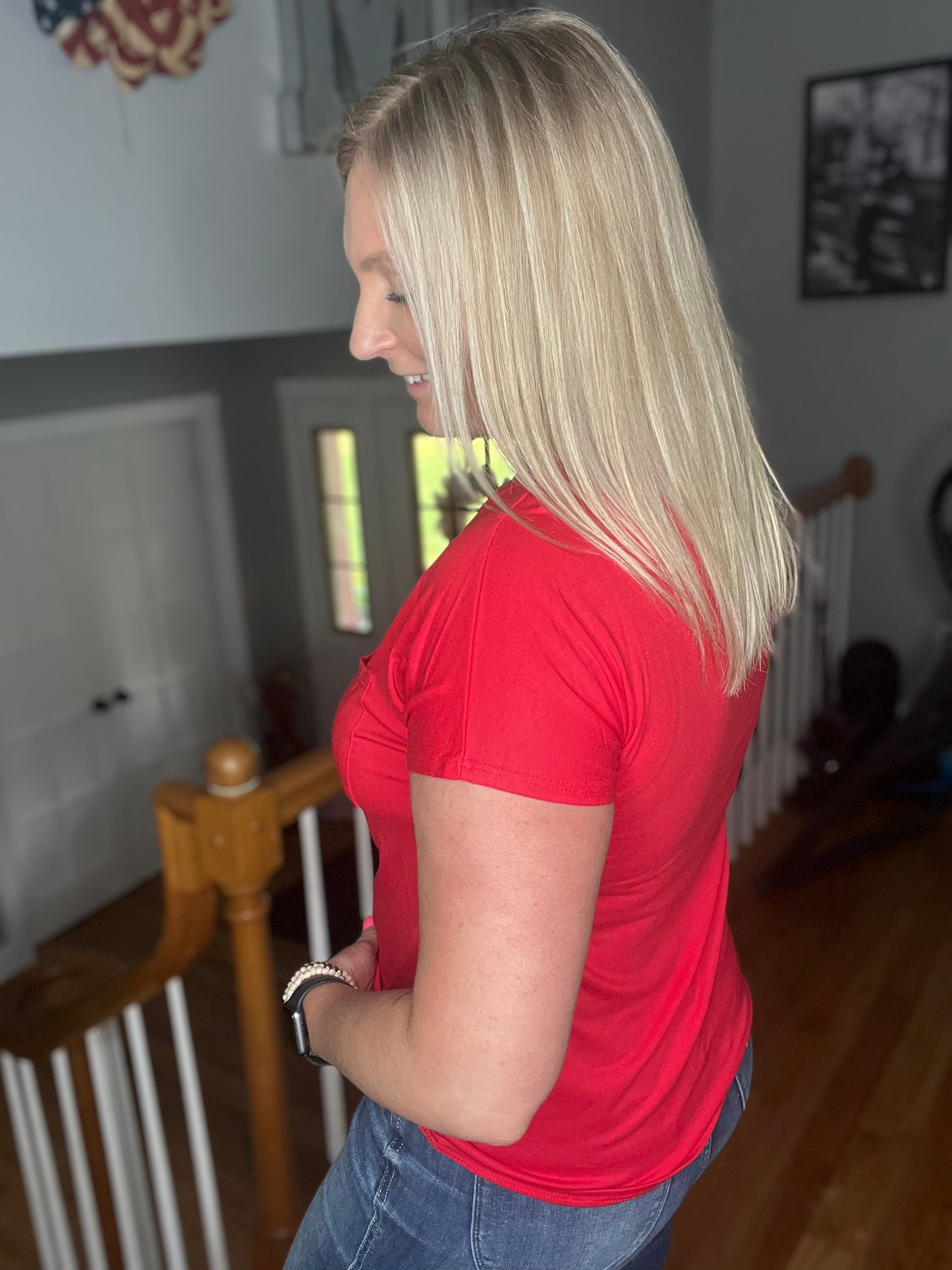 The Easy Pocket Tee In Red FINAL SALE
