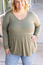 Load image into Gallery viewer, Long Sleeve Sarah Ruffle - Olive
