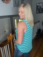 Load image into Gallery viewer, Think About It Tank In Teal FINAL SALE
