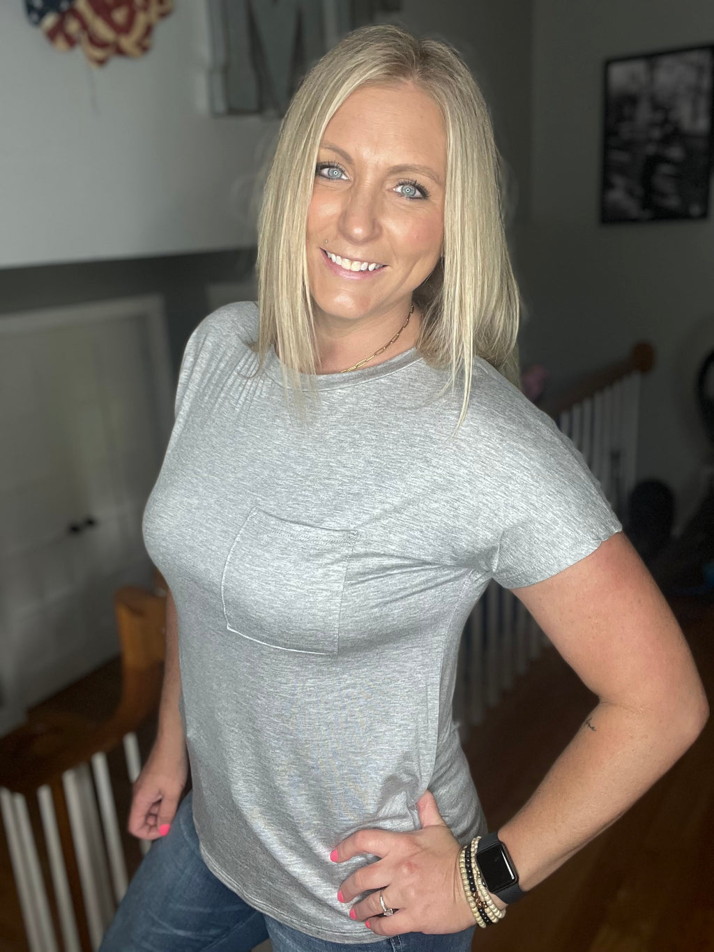 The Easy Pocket Tee In Heather Gray FINAL SALE