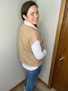 Maddox Reversible Puffer Vest  Tan/Ivory