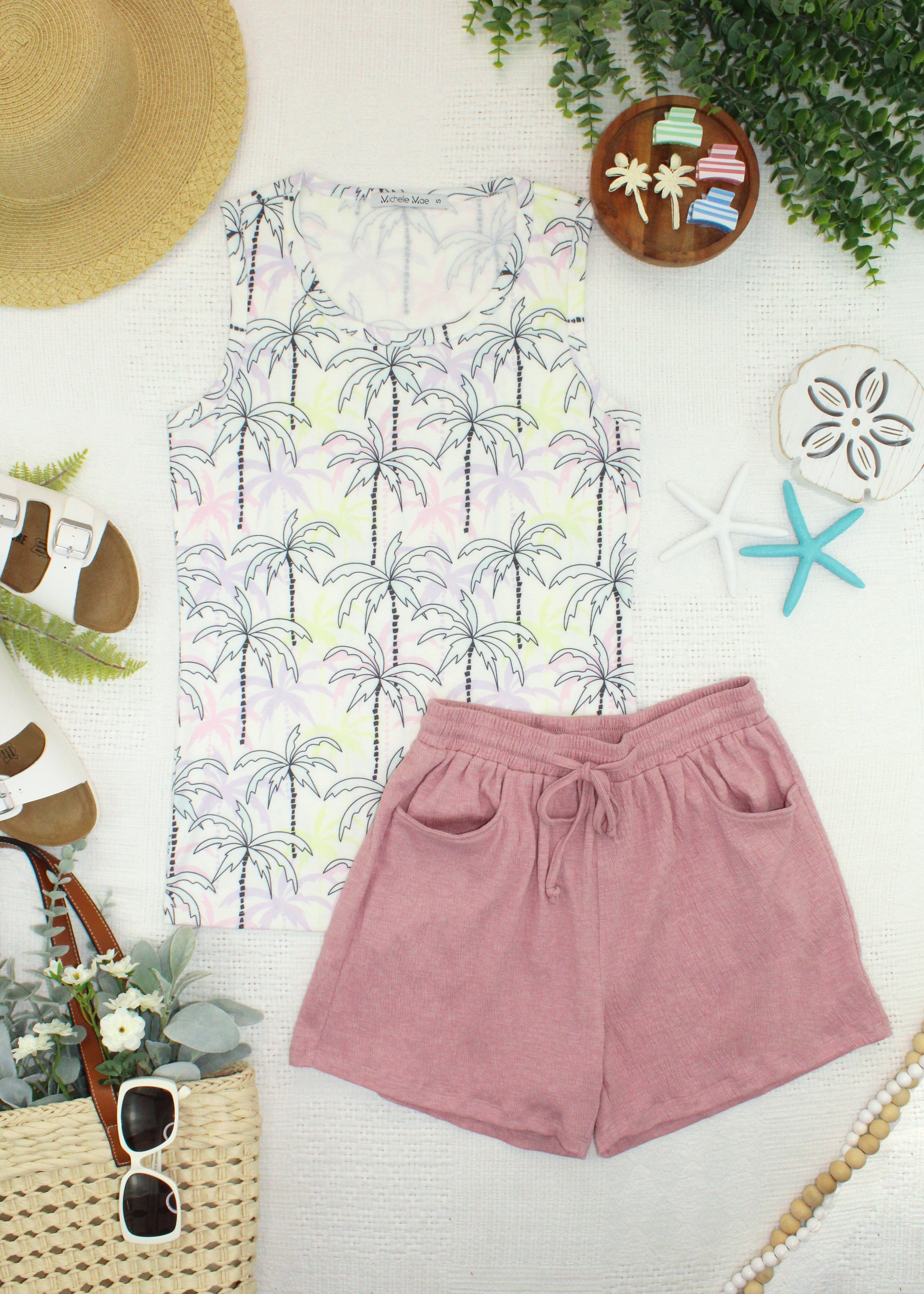 Candice Crinkle Shorts - Dusty Rose