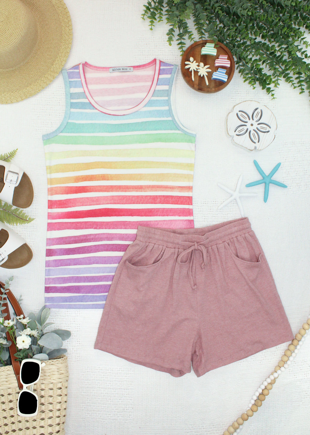 Candice Crinkle Shorts - Dusty Rose