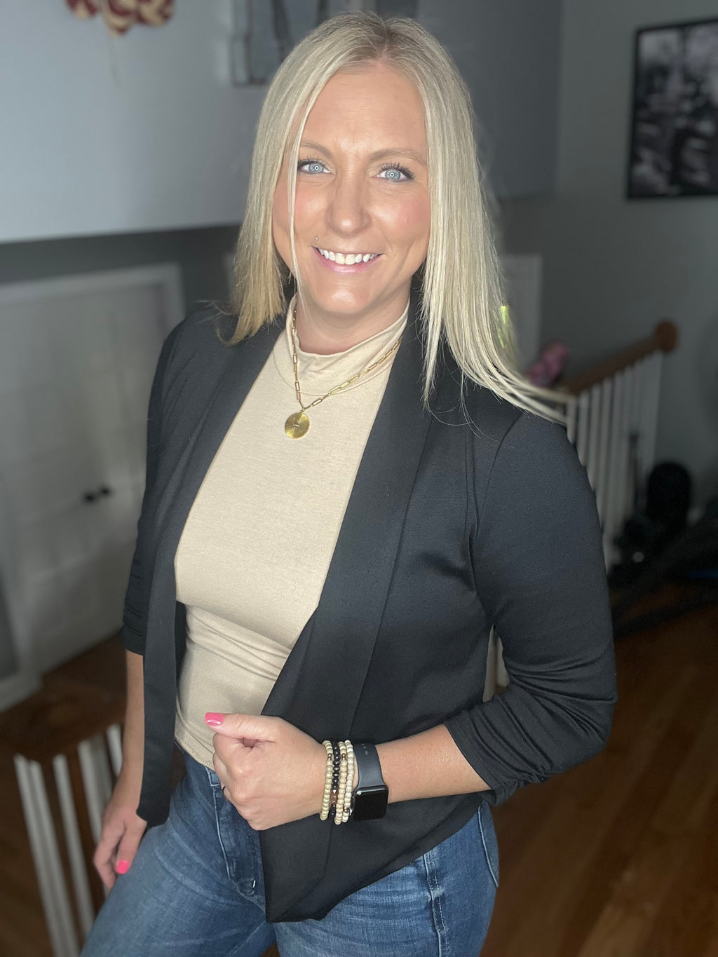 Scarlet Mock Mock Neck Tank In Beige FINAL SALE