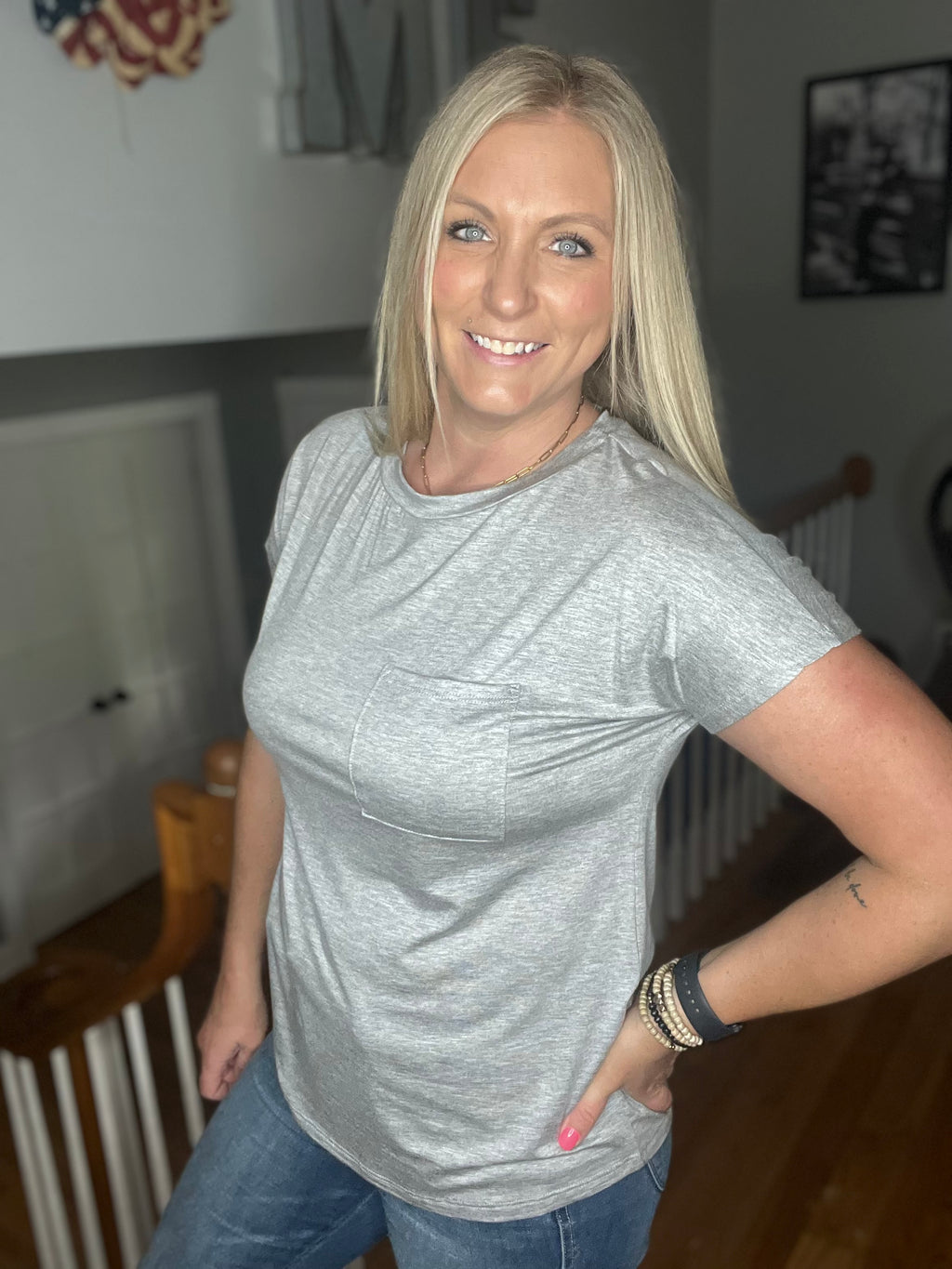 The Easy Pocket Tee In Heather Gray FINAL SALE