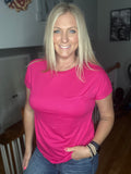 The Easy Pocket Tee In Fuchsia FINAL SALE