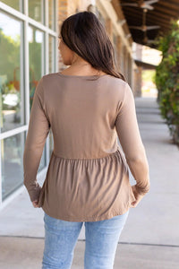 Long Sleeve Sarah Ruffle - Mocha