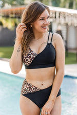 Load image into Gallery viewer, Capture The Coast Swim In Black/Leopard (Top and Bottom Sold Separately)
