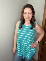 Load image into Gallery viewer, Think About It Tank In Teal FINAL SALE
