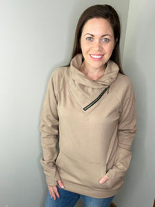 Classic Zoey ZipCowl Sweatshirt - Mocha