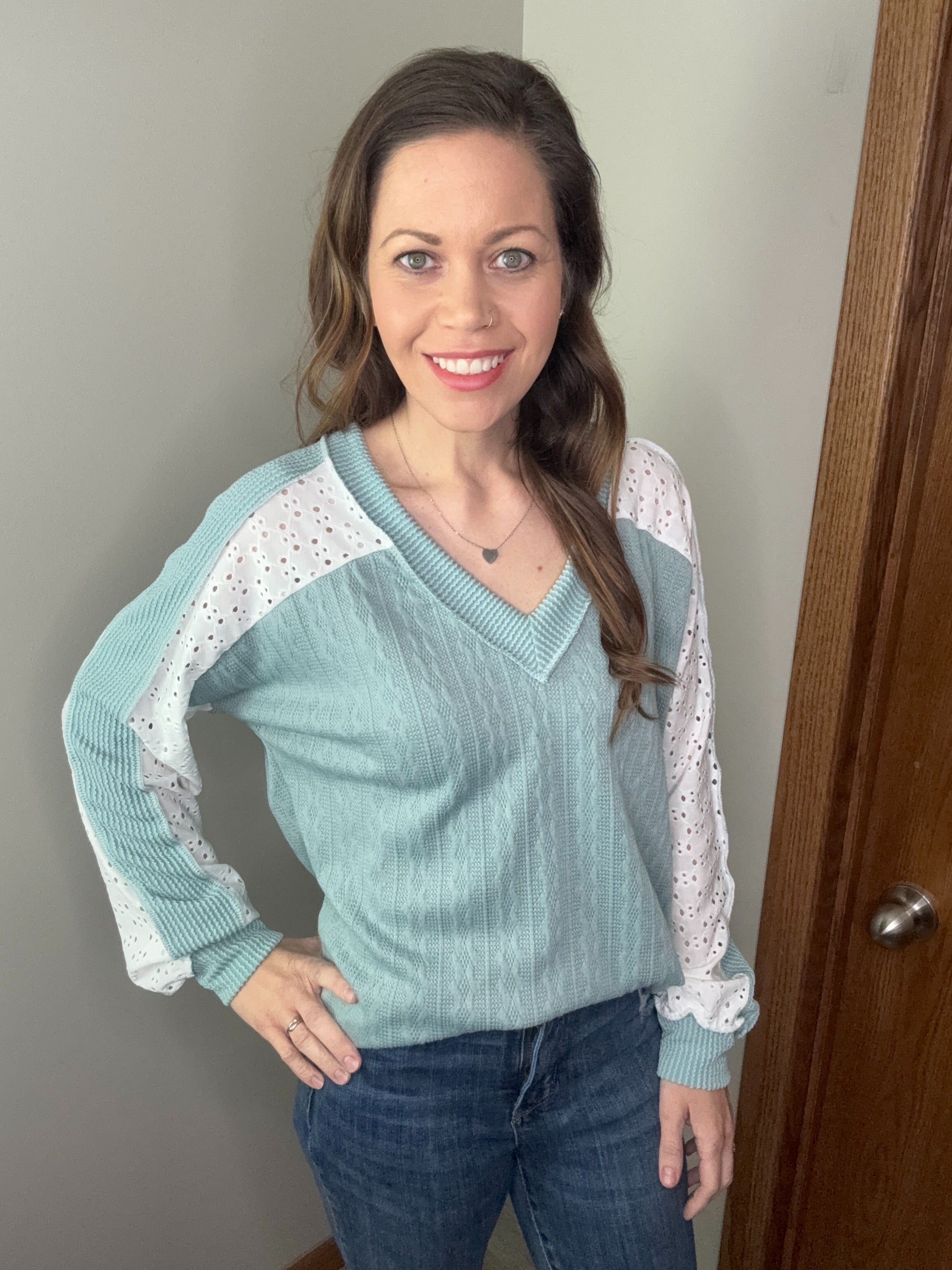 Lace Haven Top in Sage