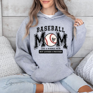 Baseball Mom Hoodie, Pullover, or Tee in Gray