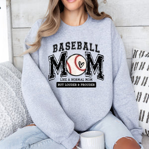 Baseball Mom Hoodie, Pullover, or Tee in Gray