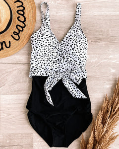 Beach Party One-Piece Swimsuit- Black & Dalmatian Print