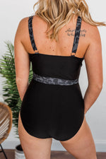 Load image into Gallery viewer, Beach Party One-Piece Swimsuit- Charcoal Leopard Print

