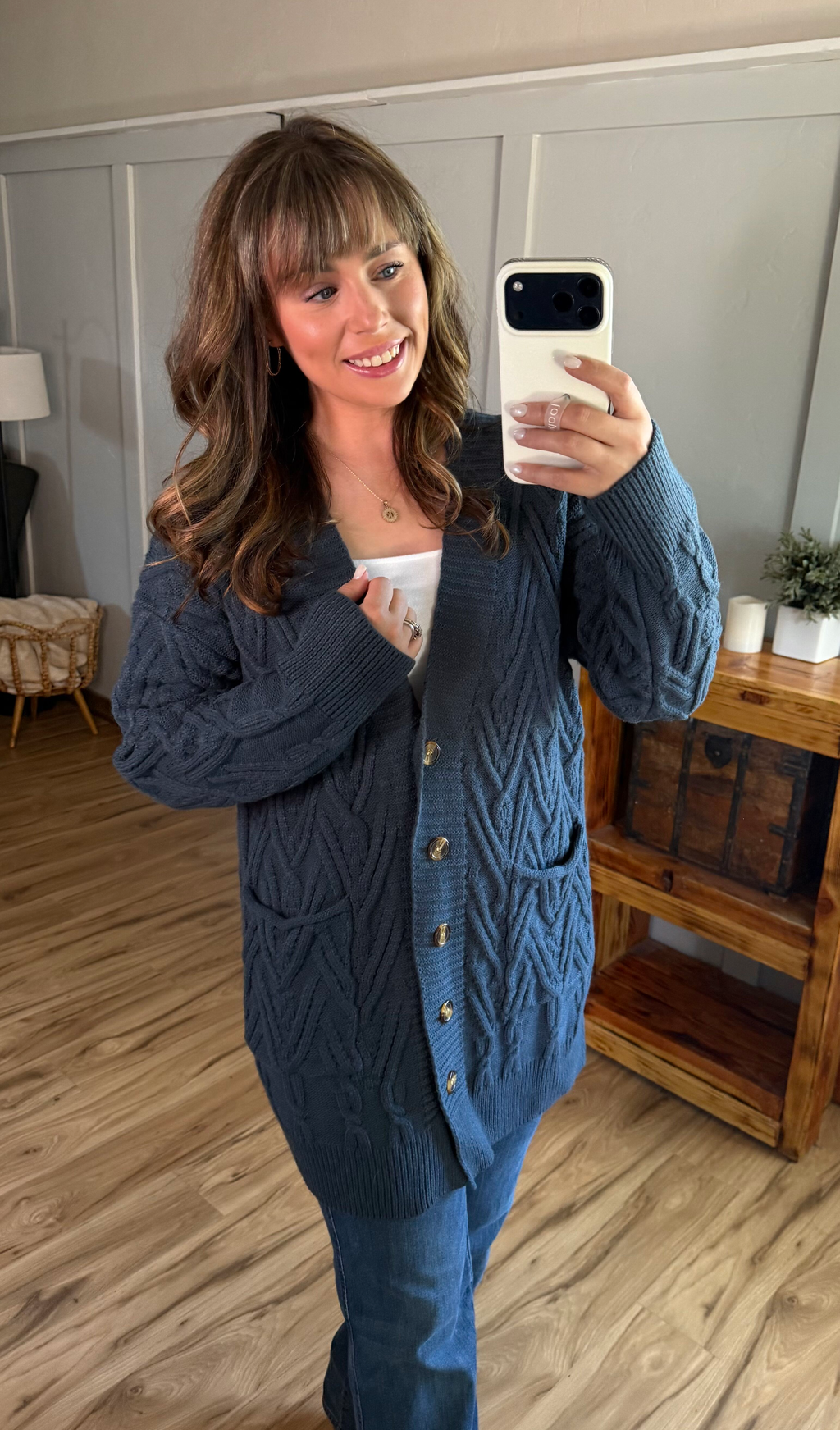 Brooks Button Sweater Cardigan - Navy