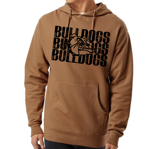 Stacked PEM Bulldogs Hoodie in Saddle