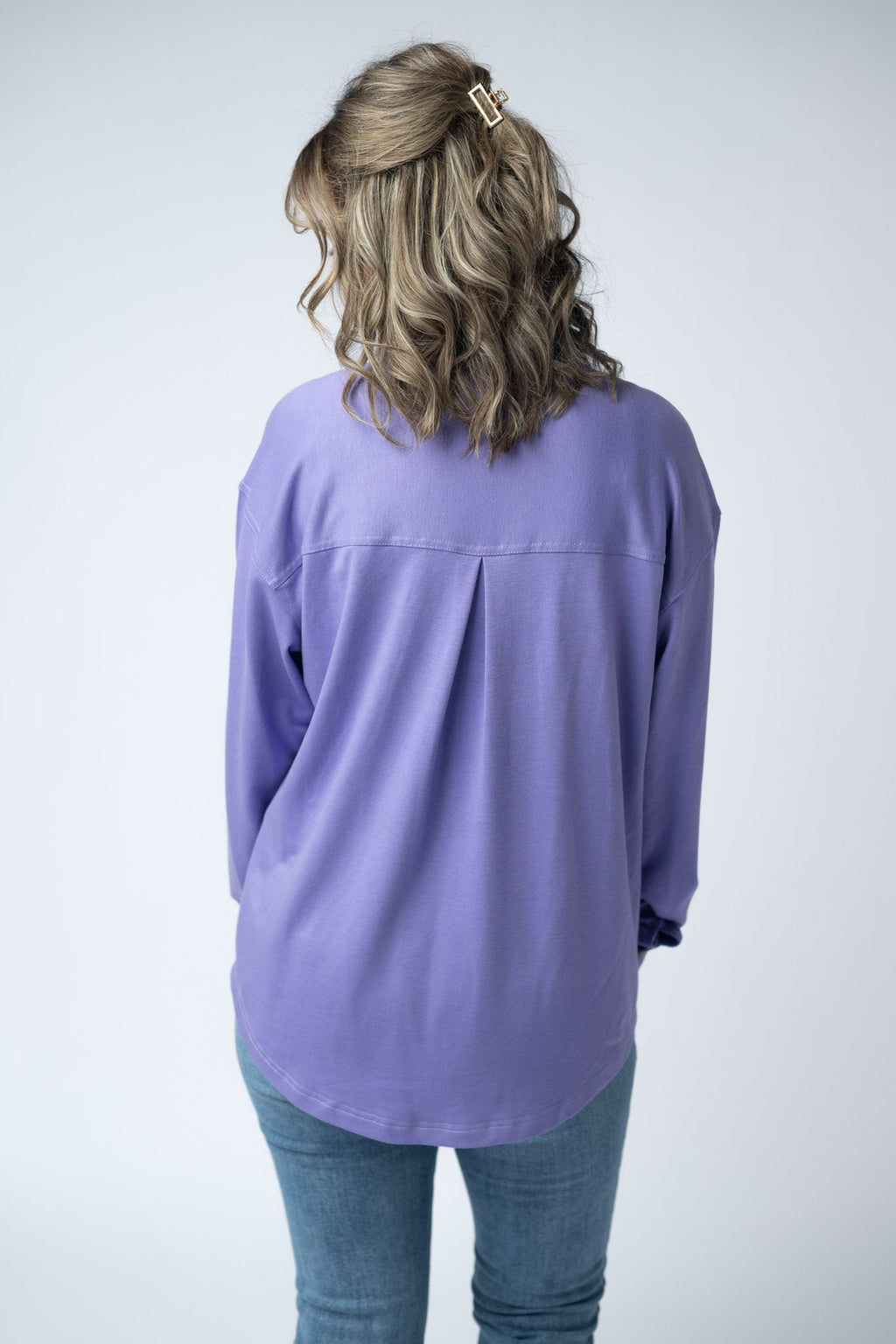 Brenna Button Down Top - Purple