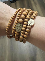 Load image into Gallery viewer, Brown Wood Faith Stackable Bracelet
