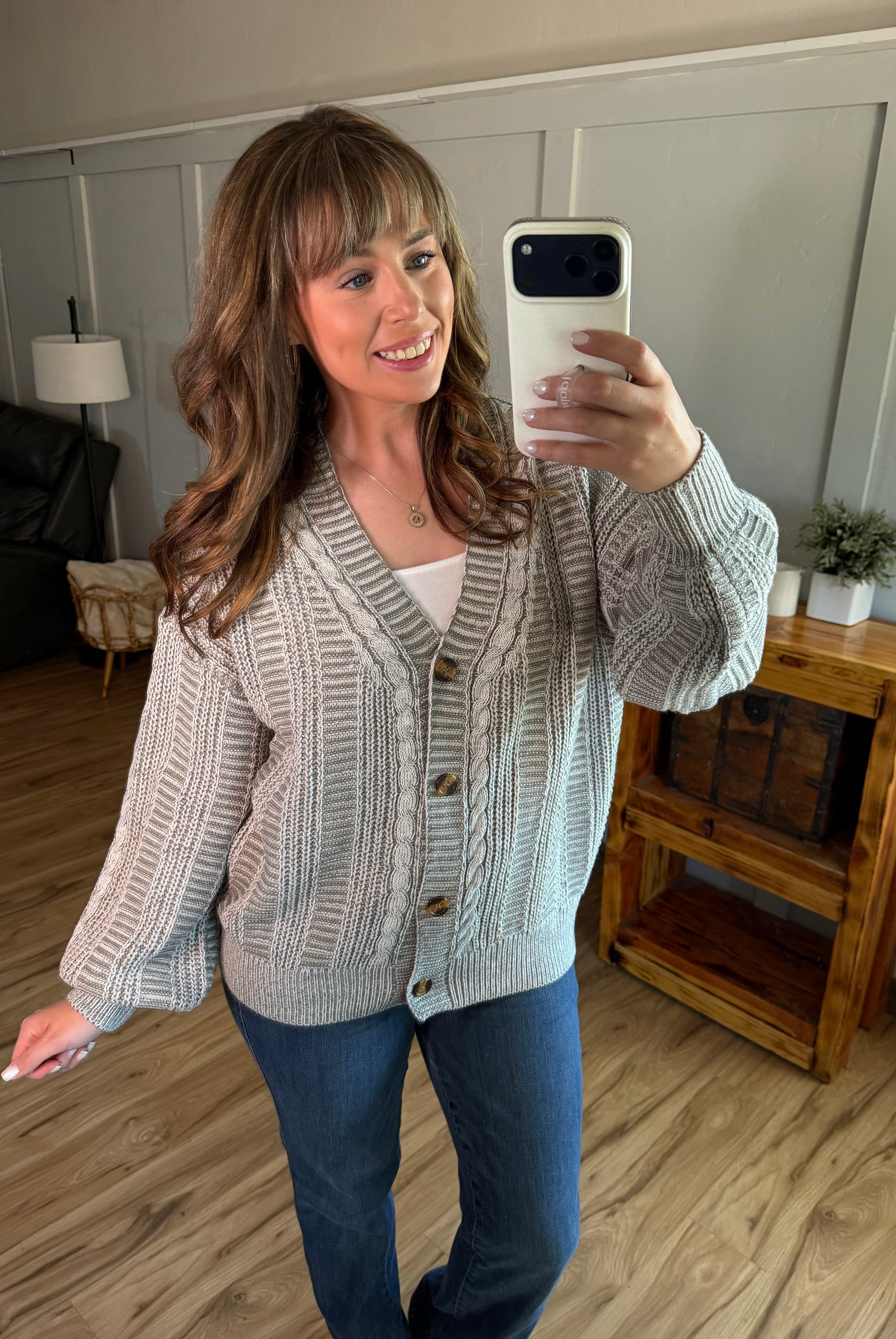 Cable Cardigan - Grey