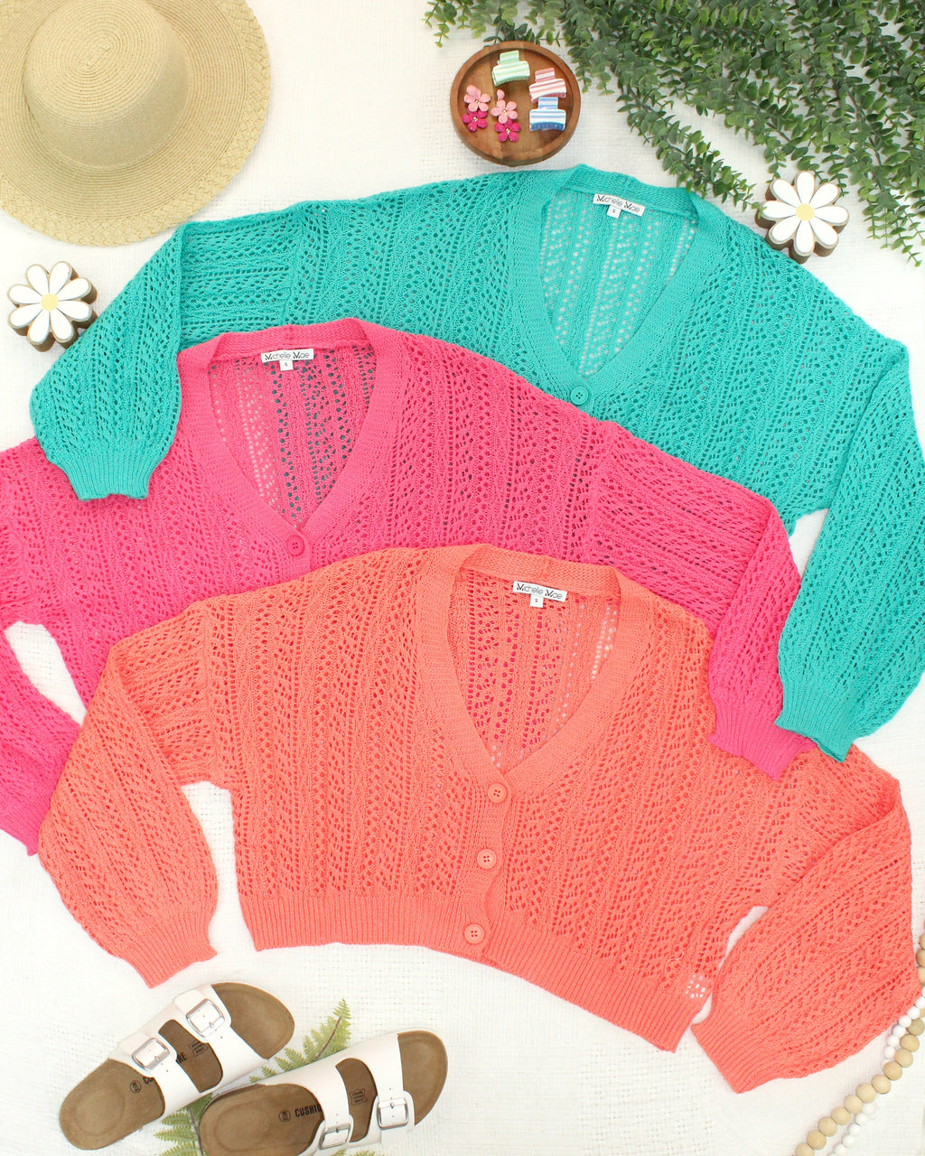 Callie Cropped Cardigan - Melon