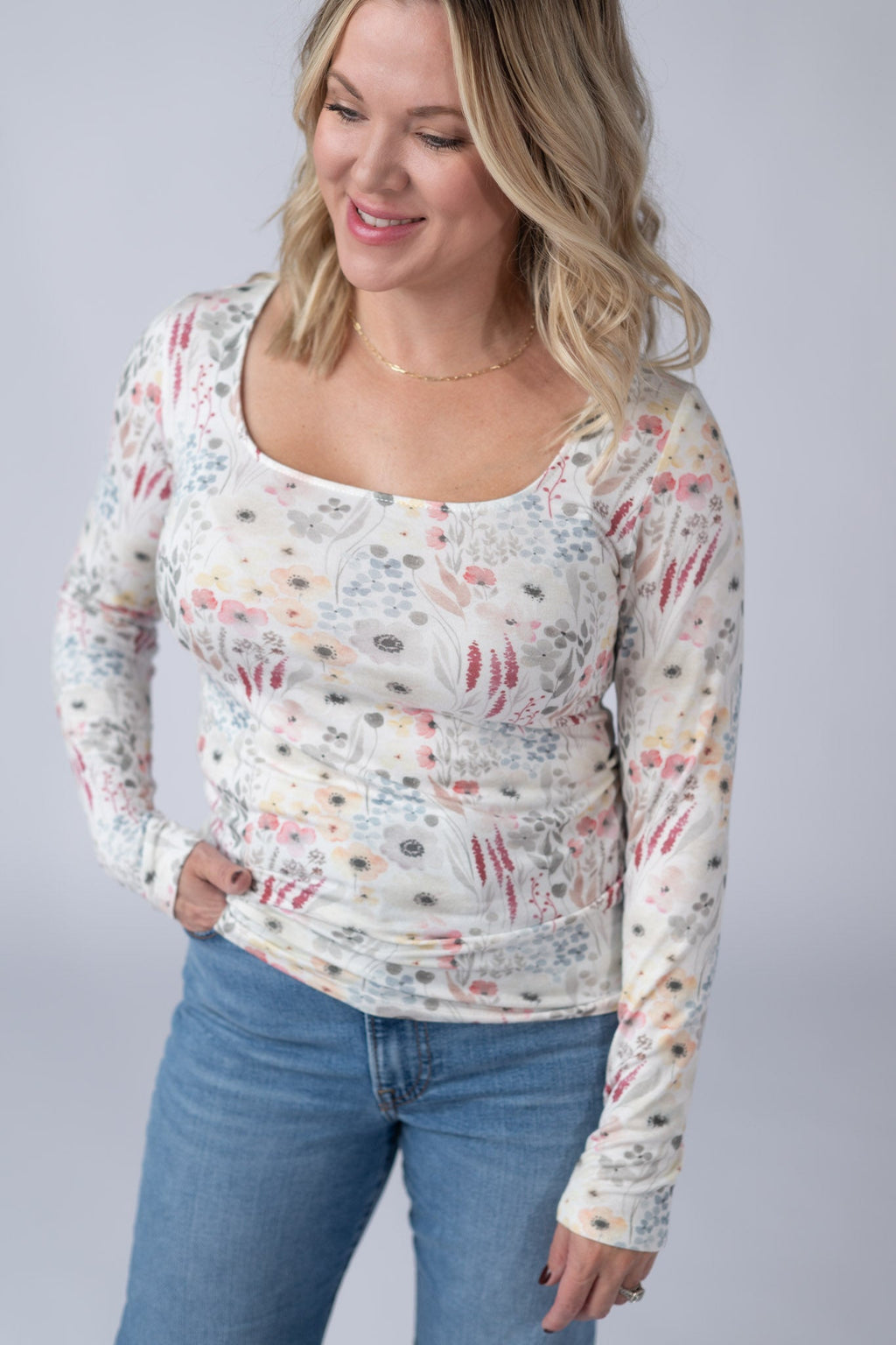 SALE! Alyssa Long Sleeve Top - Wildflower Gardens