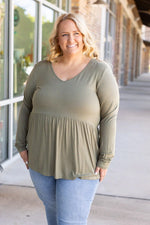 Load image into Gallery viewer, Long Sleeve Sarah Ruffle - Olive
