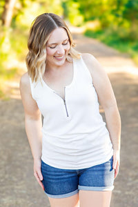 Mila Zipper Tank - Ivory