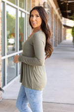 Load image into Gallery viewer, Long Sleeve Sarah Ruffle - Olive
