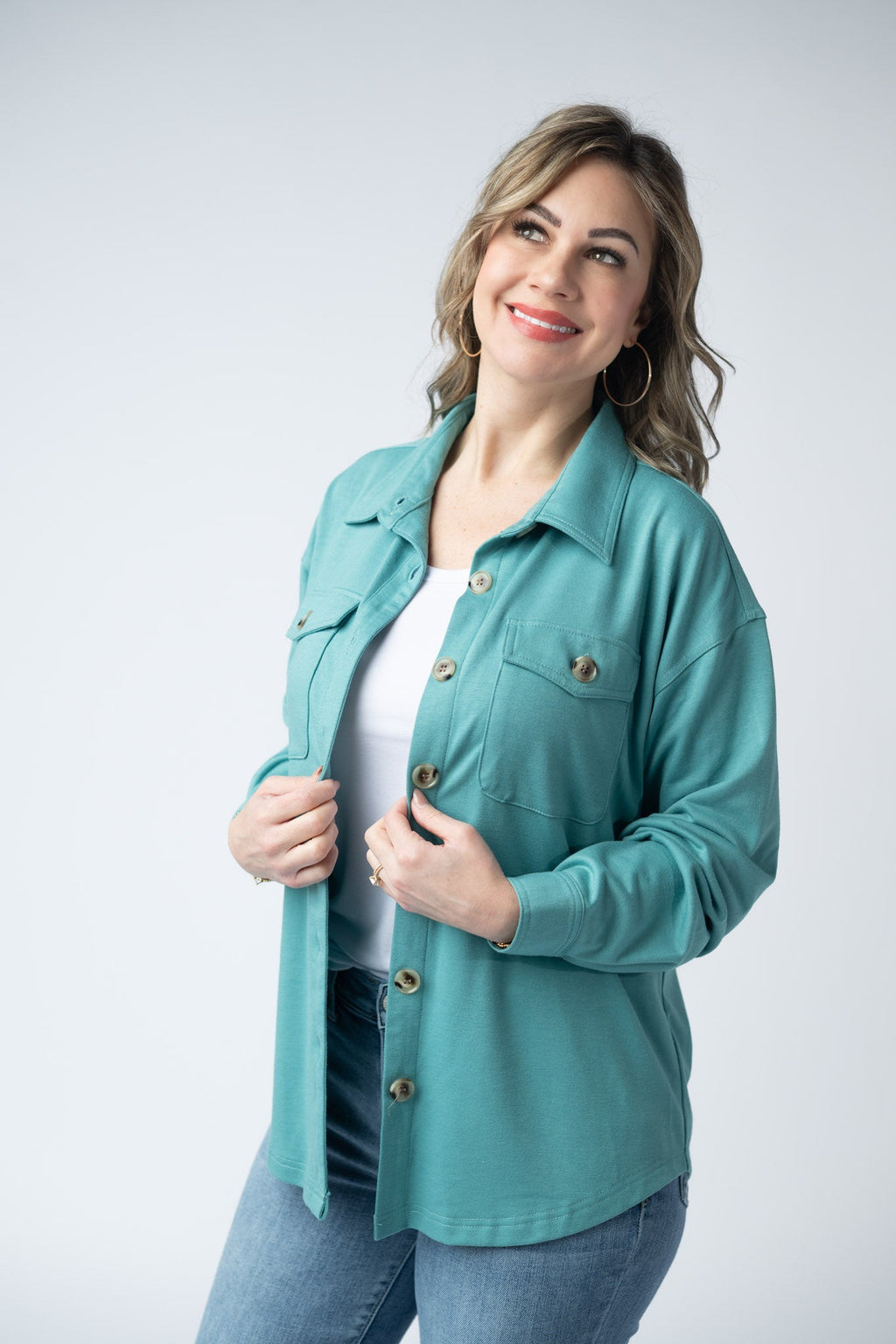 Brenna Button Down Top - Teal