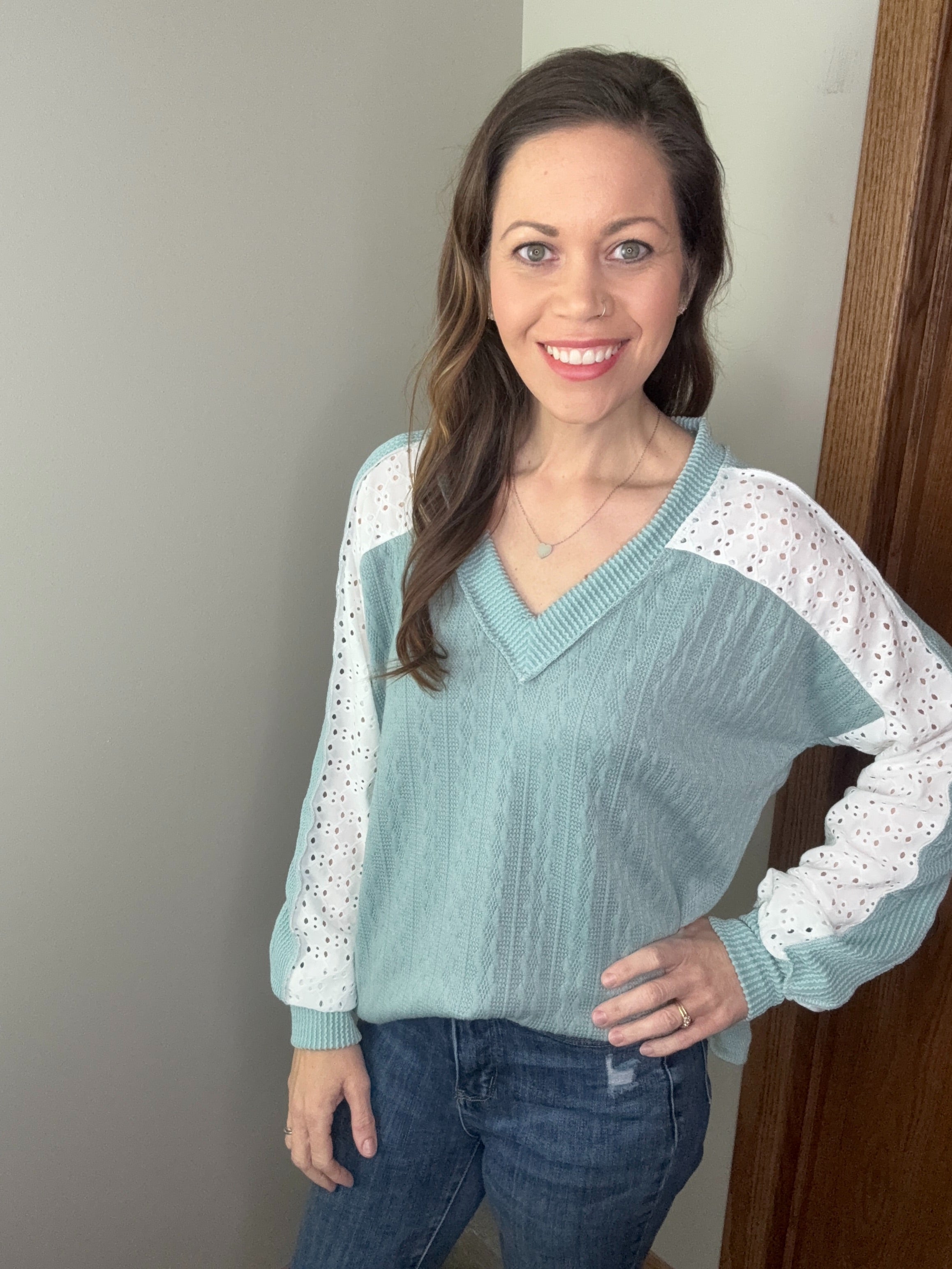 Lace Haven Top in Sage