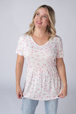 Load image into Gallery viewer, Sarah Ruffle Short Sleeve - Pretty in Pink Floral
