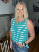 Load image into Gallery viewer, Think About It Tank In Teal FINAL SALE
