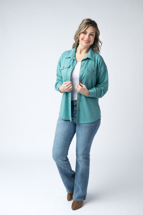 Brenna Button Down Top - Teal