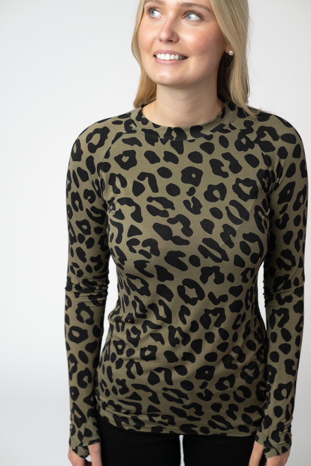 Blair Long Sleeve Top - Olive Animal Print