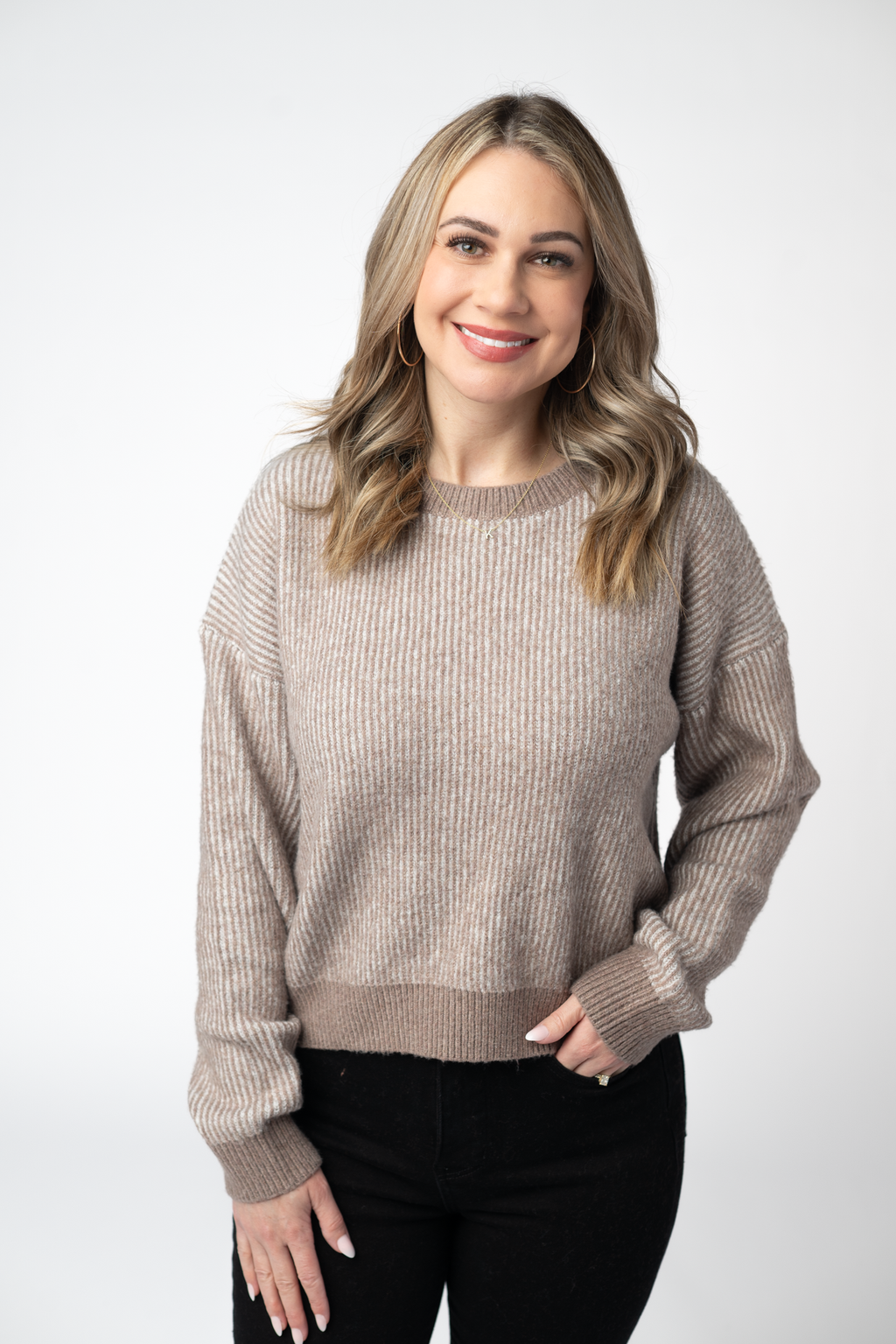 Josie Cozy Crew Sweater - Mocha