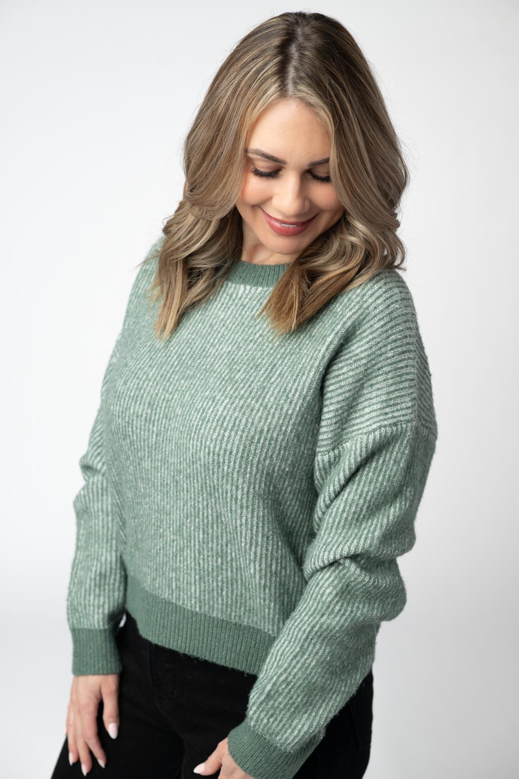 Josie Cozy Crew Sweater - Sage