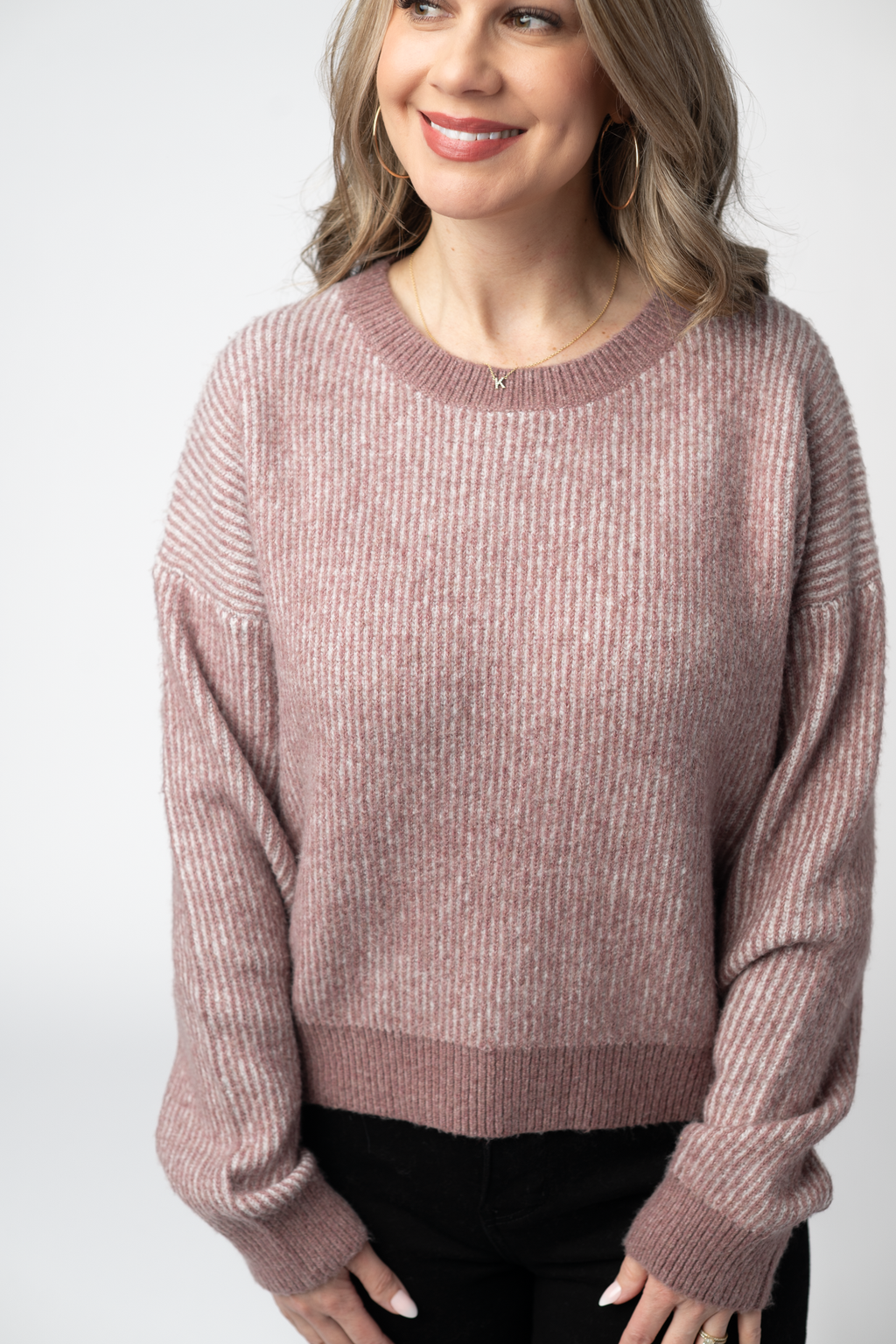 Josie Cozy Crew Sweater - Dusty Rose