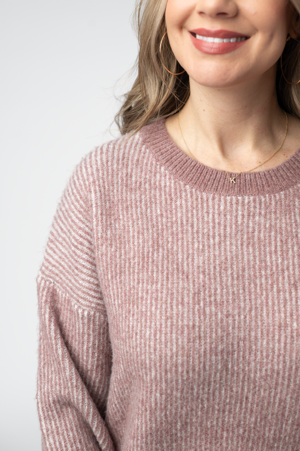Josie Cozy Crew Sweater - Dusty Rose